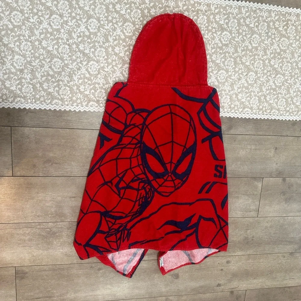 Marvel Spider-Man Kids Hooded Bath Towel Cozy Cotton Terry Black Red